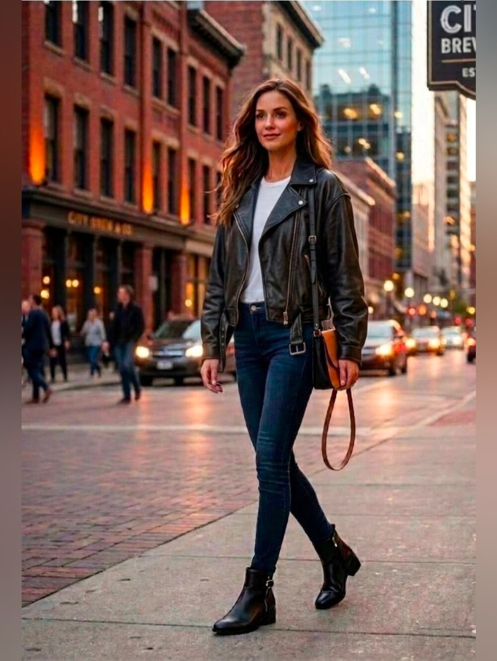 Simply Styled Edgy Black Faux Leather Moto/BikerJacket with Zip Details Size S